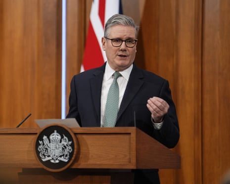 Prime Minister Sir Keir Starmer delivers a statement at Downing Street on January 19, 2026