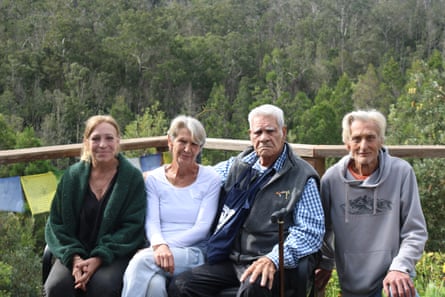 Wild Cattle Creek landowner Shelley Griffin, Yammacoona resident Claire Thompson, Gumbaynggirr elder Uncle Cecil Briggs and Yammacoona resident Robert Snowball