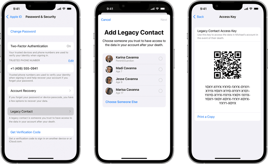 Apple ID legacy contact process