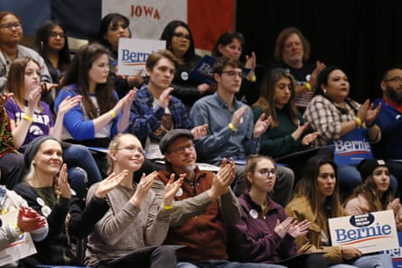 Supporters of Bernie Sanders Friday Iowa City, Iowa.