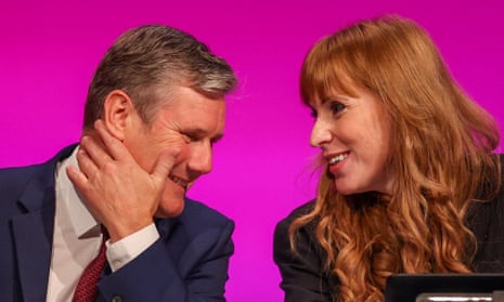 The Labour leader Keir Starmer and deputy leader Angela Rayner at the party’s conference in Brighton on Saturday.