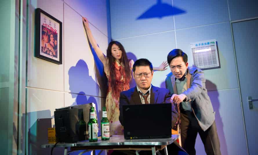 A glorious epic … Elizabeth Chan, Benedict Wong and David KS Tse in Lucy Kirkwood’s Chimerica.