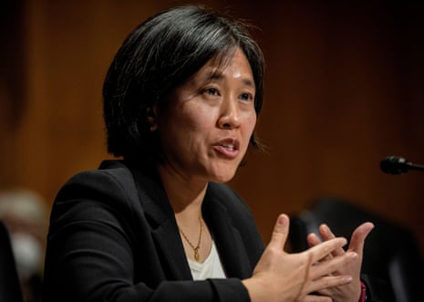 Katherine C. Tai addresses the Senate Finance committee hearings to examine her nomination to be United States Trade Representative in February.