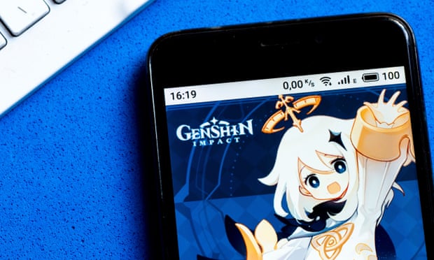 The Genshin Impact app on a smartphone. 