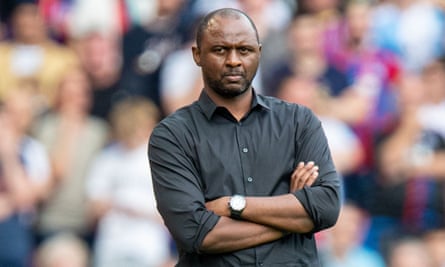 Crystal Palace’s manager Patrick Vieira takes his side to his former club Arsenal on Monday.