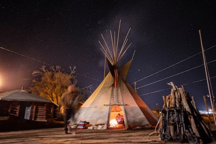 A tipi is set up in preparation for a peyote ceremony at a home in Window Rock, the Navajo Nation capital.