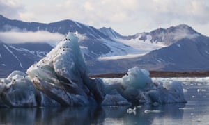 Melting glacier in Svalbard, Norway.