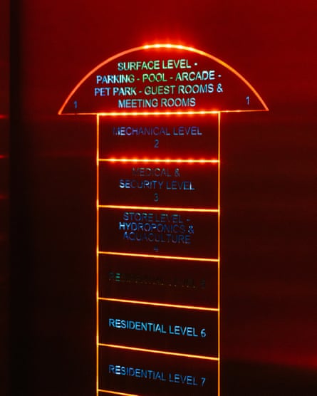 The high-speed lift features a laser-etched facility map and Star Trek’s door-opening sound.