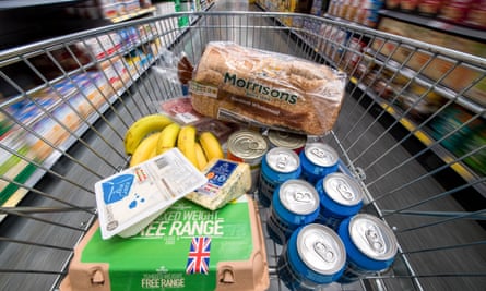 Own brand items in shopping trolley Morrisons