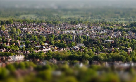 Reigate town taken, as seen from the North Downs green belt in Surrey.