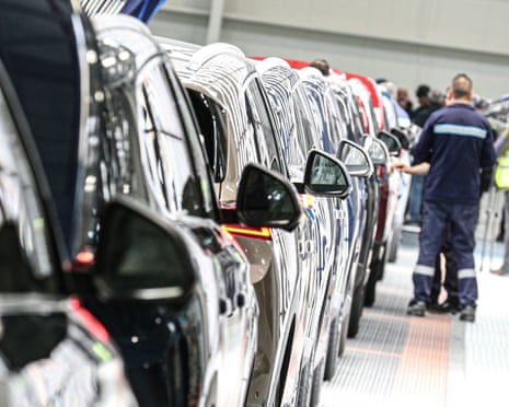 A line of new EVs at a Togg production plant in Turkey.