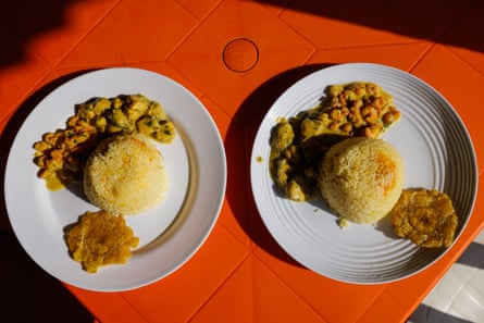 Shark Ceviche with rice and plantain
