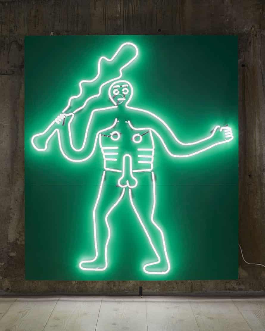 Neon warrior… Jeremy Deller's Cerne Abbas (2019).