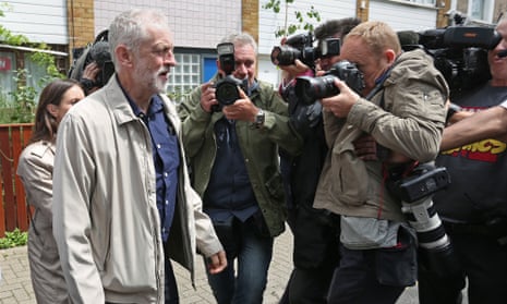 Labour leader Jeremy Corbyn leaves his house in London.
