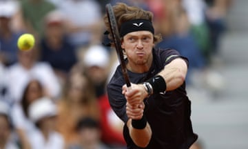 French Open - Day 1<br>epa11370641 Andrey Rublev of Russia in action against Taro Daniel of Japan during their Men's Singles 1st round match during the French Open Grand Slam tennis tournament at Roland Garros in Paris, France, 26 May 2024. EPA/YOAN VALAT