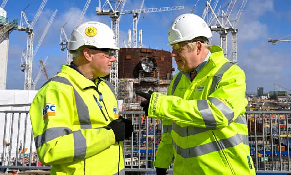 Boris Johnson visits construction work at Hinkley Point C nuclear power station,