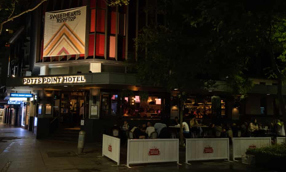 The Potts Point hotel buzzes on Monday night.