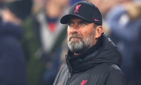 Jürgen Klopp on the touchline during Liverpool's Carabao Cup match against Manchester City in December.
