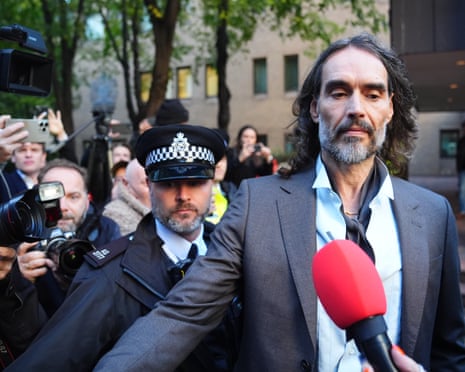Russell Brand leaving Southwark crown court in London on Tuesday. He denies all seven charges against him