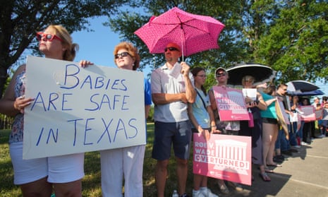 Anti-abortion demonstrators in Houston, Texas on 24 June 2022.