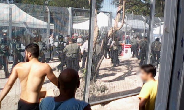 Asylum seekers during a hunger strike at the Manus Island detention centre on 16 January 2015. 