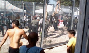 Asylum seekers during a hunger strike at the Manus Island detention centre in January 2015.