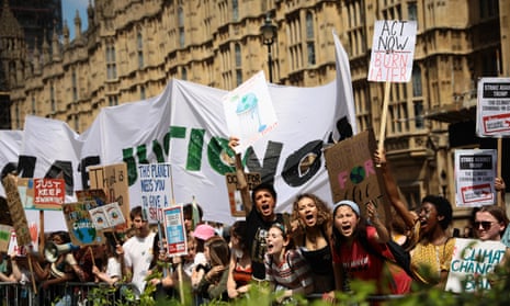 Climate change protesters outside the Houses of Parliament this year.