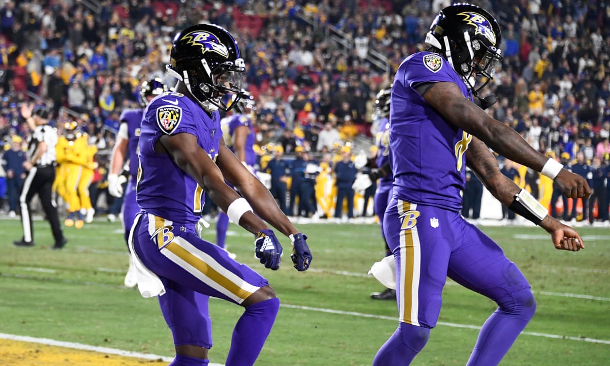 Lamar Jackson Throws Five Tds As Ravens Rout Rams On The Road Sport The Guardian