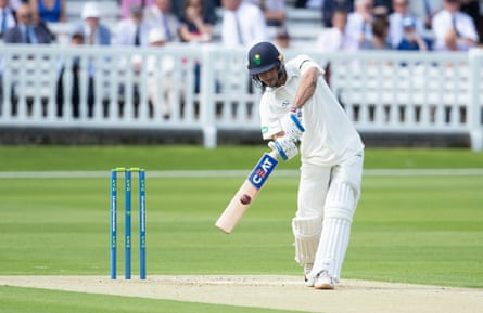 Shubman Gill during his spell at Glamorgan in 2022, hitting out against Middlesex at Lord’s.