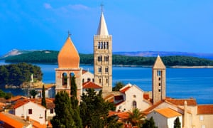 View from St John Church tower over the medieval roof tops of Rab.