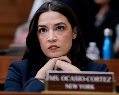 Representative Alexandria Ocasio-Cortez at a committee meeting on Capitol Hill.