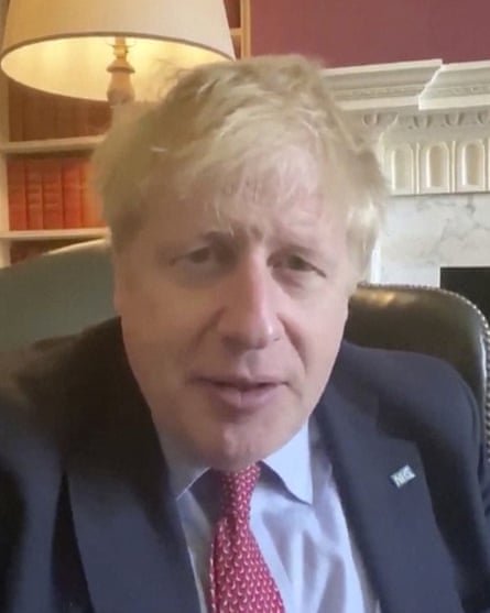 In this image taken from video of the TWITTER/@BorisJohnson, Britain’s Prime Minister Boris Johnson announces he has tested positive for the new coronavirus, Friday March 27, 2020.