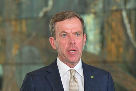 Dan Tehan addressing a press conference.