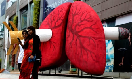 An installation in support of World No Tobacco Day in Bangalore, India on Wednesday.