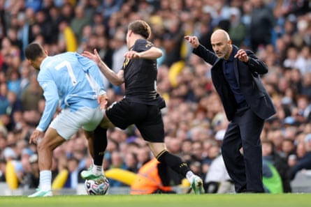 Enzo Maresca reacts to a challenge