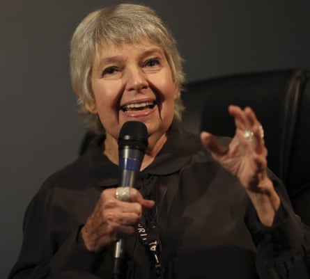 Morgan speaking at a Readers and Writers festival, 2017.