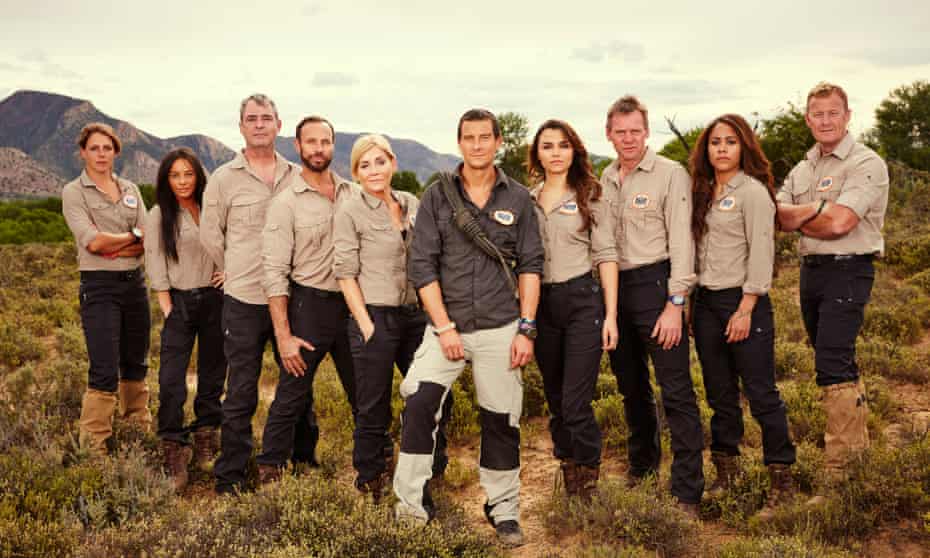 Bear Grylls and contestants