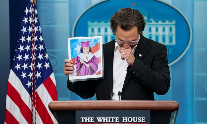 Matthew McConaughey, who grew up in Uvalde, at a White House briefing about the school shooting that left 19 children dead.