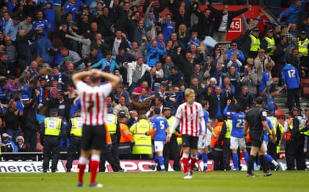 Portsmouth fans and players celebrate David Norris’s late equaliser in April 2012, the last time that Pompey and Southampton met in the league