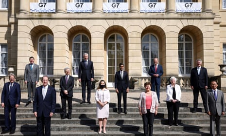 G7 finance ministers pose for a family photo during the G7 finance meeting at Lancaster House in London. 