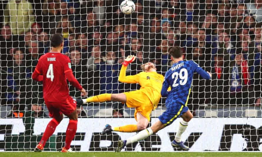 Chelsea's Kai Havertz beat Kawimhen Kelleher with a header, but the goal was disallowed by the Video Assistant Referee.