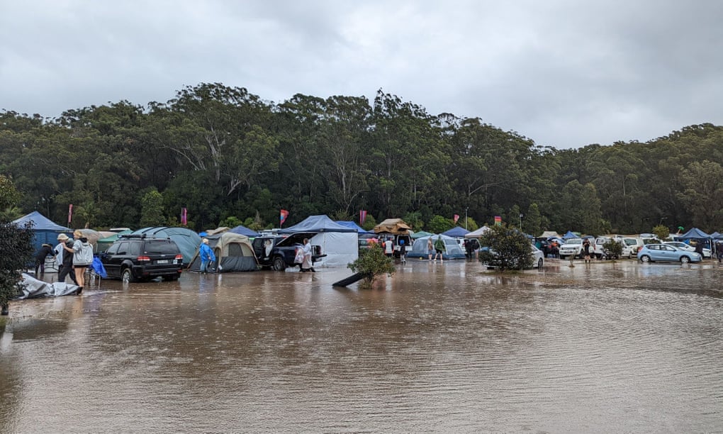 A flooded campsite at Splendour in the Grass 2022. Organisers of the music festival say they ‘did everything we could considering the circumstances’.