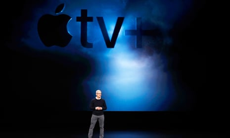 Tim Cook, CEO of Apple, speaks during an Apple special event at the Steve Jobs theatre in Cupertino. 