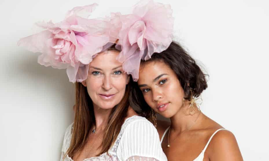 Wedding belles: Sharon in a rose headpiece; and Edie in her mum’s wedding dress.