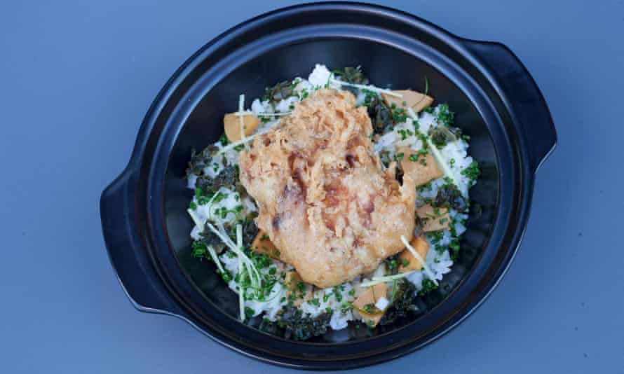 ‘One of the best rice dishes I’ve had in a very long time’: crispy chicken thigh.