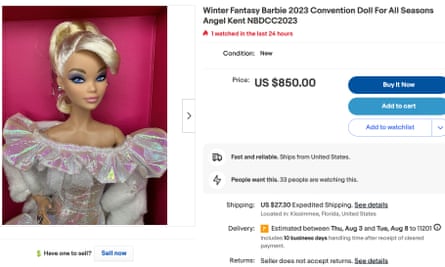 a barbie doll on ebay selling for $850