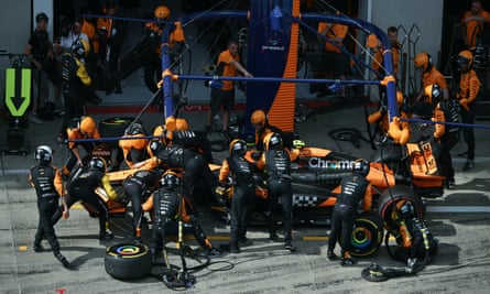 Lando Norris’s McLaren in the pits.