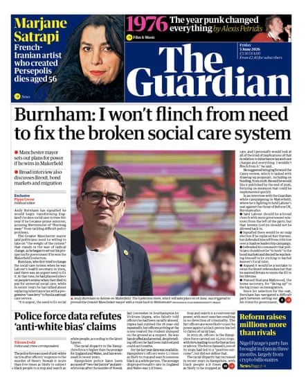 Front page of the Guardian 5 June 2026