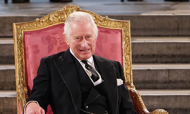 King Charles III at Westminster Hall, London.