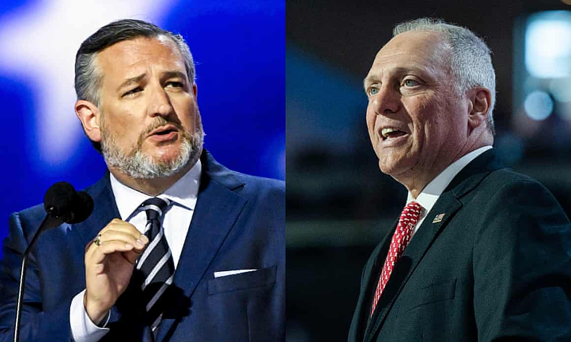 A composite photo shows a headshot of Ted Cruz and a headshot of Steve Scalise